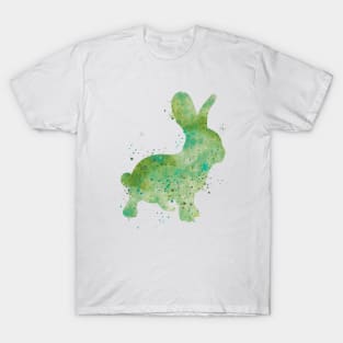 Green Bunny Watercolor Painting T-Shirt